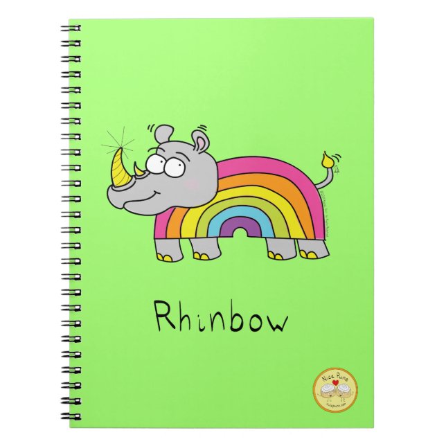 Caderno Espiral Rinbow Rhino Rainbow Notebook Verde (Frente)