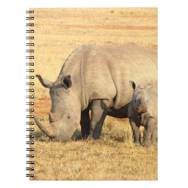 Caderno Espiral Rinoceronte-branco na áfrica (Frente)