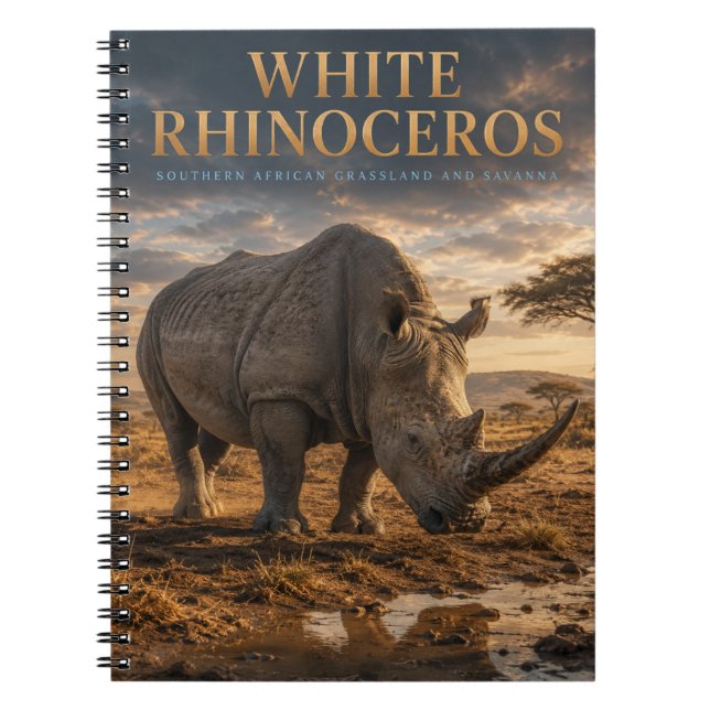 Caderno Espiral Rinoceronte Branco Savana ANIMAIS (Frente)