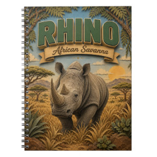 Caderno Espiral Rinoceronte Savana Africana POPCUT