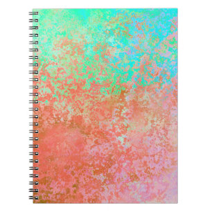Caderno Espiral Rio do Abstrato de Tinta Alcoólica Laranja de Fogo