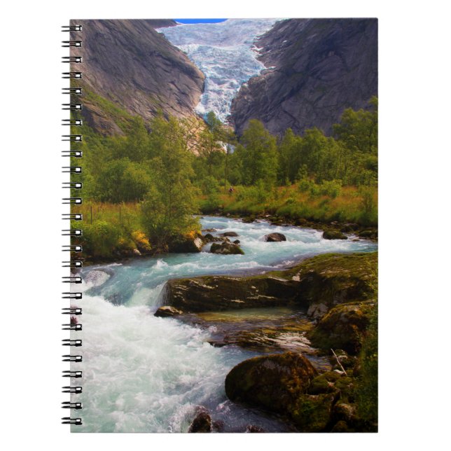 Caderno Espiral Rio Fluindo Da Geleira Briksdal (Frente)