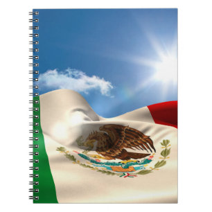 Caderno Espiral Rippling gerado Digital da bandeira de México