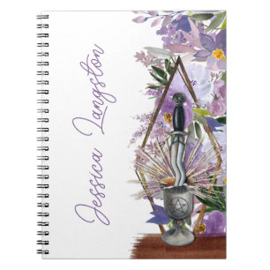 Caderno Espiral Ritual Espiritual do Chalice Floral Roxo da União