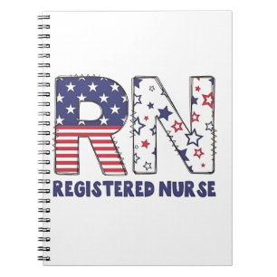 Caderno Espiral RN Registrada Enfermeira 4 de julho sutil American
