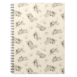 Caderno Espiral Roaring Art Deco Bi-planes - padrão esboçado.