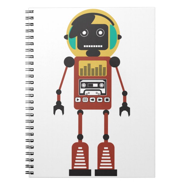 Caderno Espiral Robô de rádio retrô (Frente)