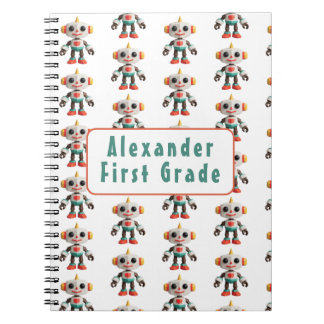 Caderno Espiral Robôs Personalizáveis para Crianças