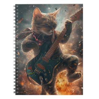 Caderno Espiral Rock Cat tocando violão