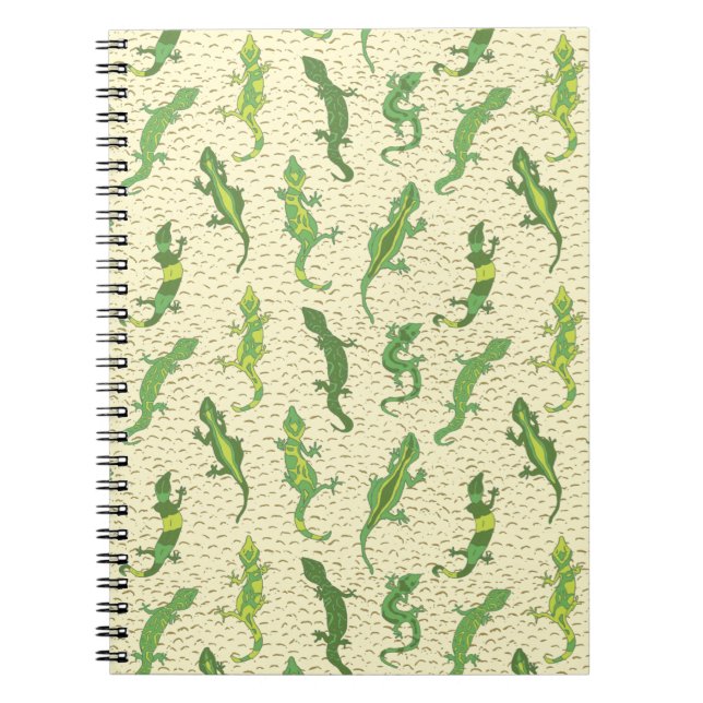 Caderno Espiral Rock Escalando Geckos em amarelo - padrão perfeito (Frente)