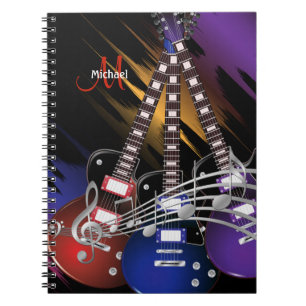 Caderno Espiral Rock Guitar Music Design