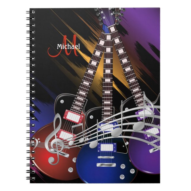 Caderno Espiral Rock Guitar Music Design (Frente)