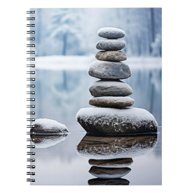 Caderno Espiral Rock Pebble Forest Tranquil Pacífico (Frente)