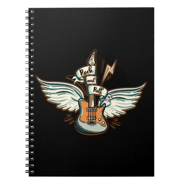 Caderno Espiral Rock & Roll Guitar Wings Music (Frente)