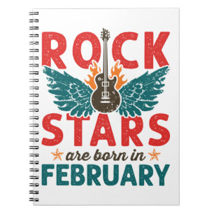 Caderno Espiral Rock Stars está Nascer no aniversário de fevereiro