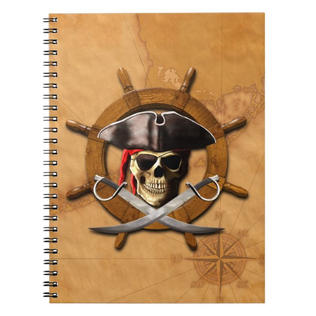 Caderno Espiral Roda alegre do pirata de Roger (Frente)