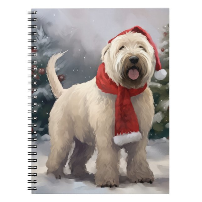 Caderno Espiral Roda Terrier Dog no Natal da Neve (Frente)
