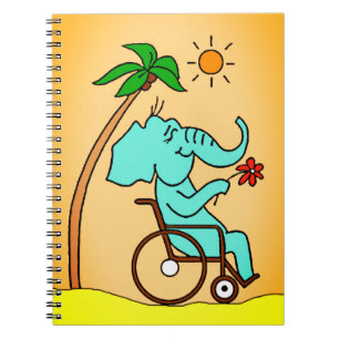 Caderno Espiral Rollstuhlfahrer Elefant