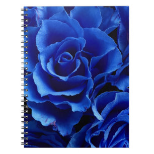 Caderno Espiral Romance de flores rosas azuis