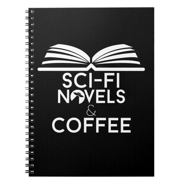 Caderno Espiral Romances de Ficção Científica e Café (Frente)
