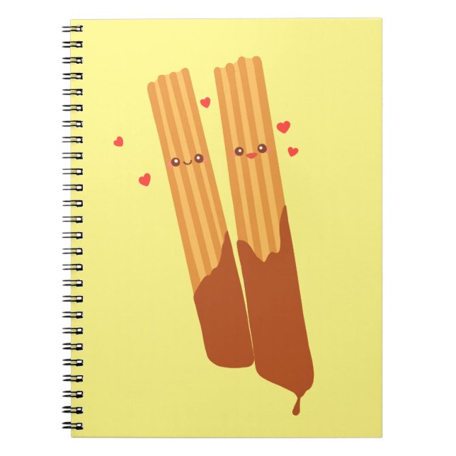 Caderno Espiral Românico Sugário - Churros Espanhóis Com Chocolate (Frente)