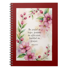Caderno Espiral Romanos 12:12 Versículo da Bíblia Personalizado