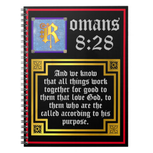 Caderno Espiral Romanos 828 Letra iluminada Dourada KJV Bíblia Ver