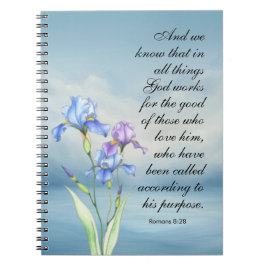 Caderno Espiral Romanos 8:28 Aquarela Íris