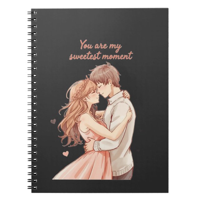 Caderno Espiral Romantic Anime Couple - Sweet Valentine Moment (Frente)