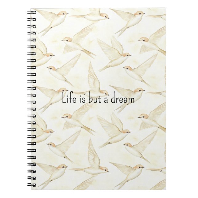 Caderno Espiral Romantic Birds life is but a dream  (Frente)
