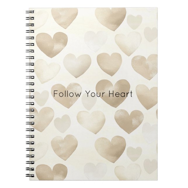 Caderno Espiral Romantic Gold Cream Hearts   (Frente)