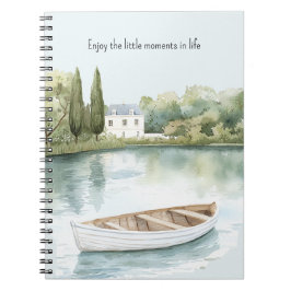 Caderno Espiral Romantic Lake Row Boat Enjoy Moments  