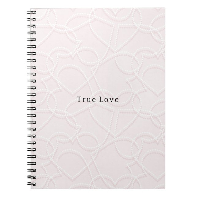 Caderno Espiral Romantic Large White Hearts Pink Valentine's Day (Frente)