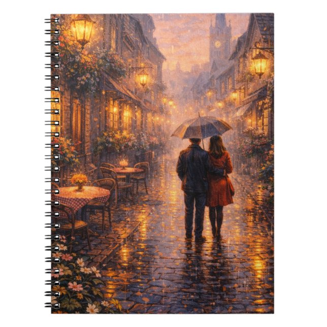 Caderno Espiral Romantic Paris Rain Spiral Notebook (Frente)