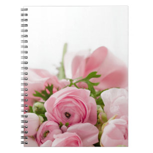 Caderno Espiral Romantic Wedding Love Soft Pink Flower Bouquet