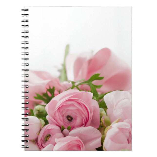 Caderno Espiral Romantic Wedding Love Soft Pink Flower Bouquet (Frente)