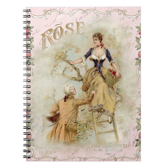 Caderno Espiral Romântica Paris Amante rosa shabbychic (Frente)