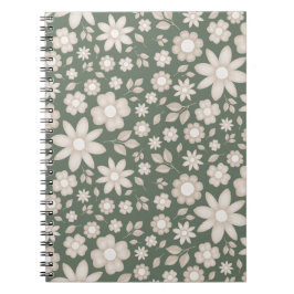 Caderno Espiral Romântico Floral Botânico de Aguarela em Sage Prof
