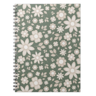 Caderno Espiral Romântico Floral Botânico de Aguarela em Sage Prof