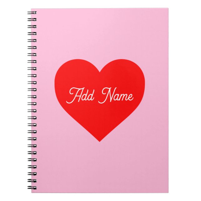 Caderno Espiral Romântico Vermelho Pastel Rosa Personalizado (Frente)