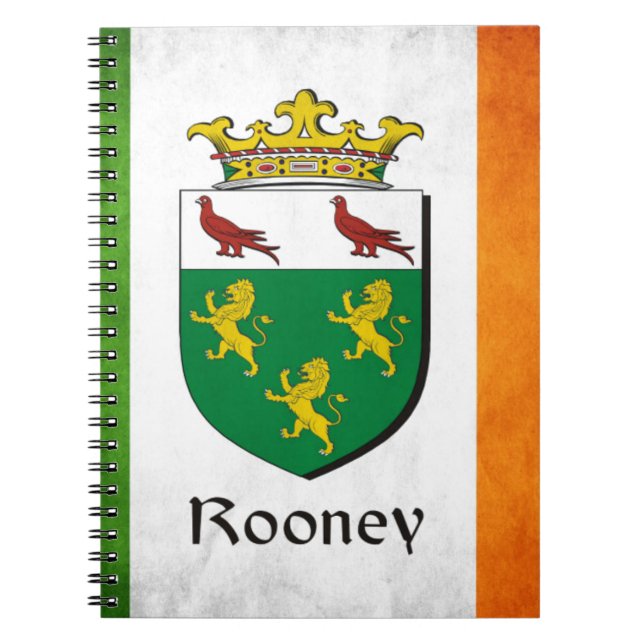 Caderno Espiral Rooney Irish Flag (Frente)