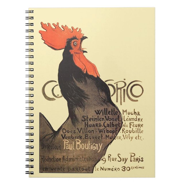 Caderno Espiral Rooster Steinlen Cocorico Arte Francesa (Frente)