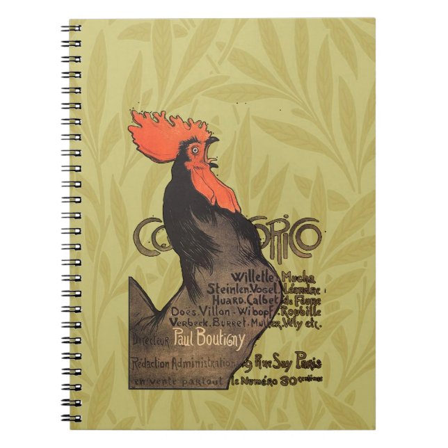 Caderno Espiral Rooster Steinlen Cocorico Arte Francesa (Frente)