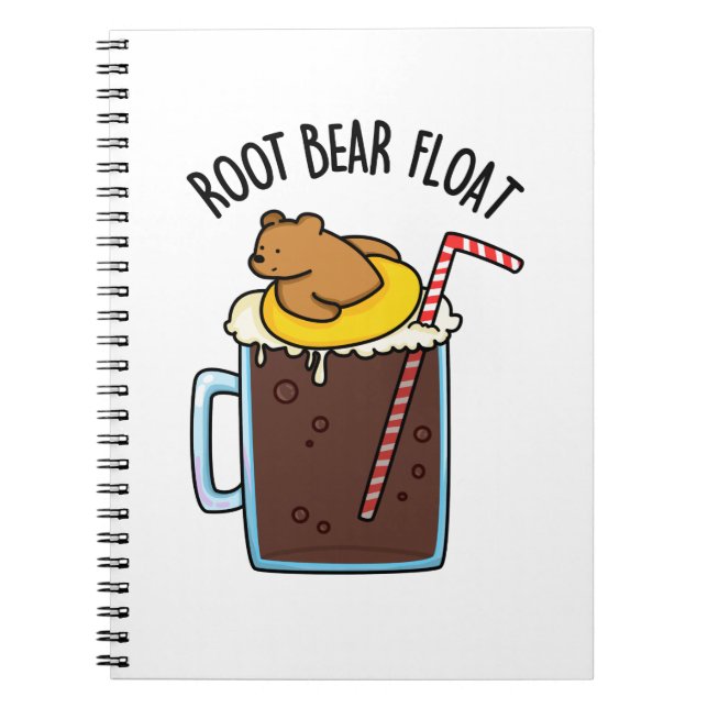 Caderno Espiral Root Bear Flutuando Cerveja Root Engraçado (Frente)