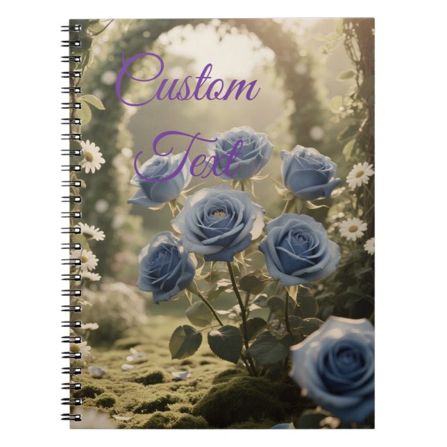 Caderno Espiral Rosa Azul Personalizado Amor - Floral do Eterno (Frente)