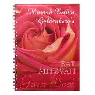 Caderno Espiral Rosa Bat Mitzvah Livro de Convidado