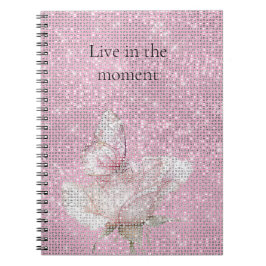 Caderno Espiral Rosa Bege Borboleta Brilho 