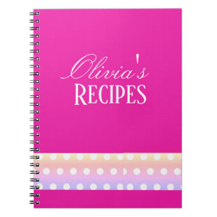 Caderno Espiral Rosa Brilhante e Pontinhos