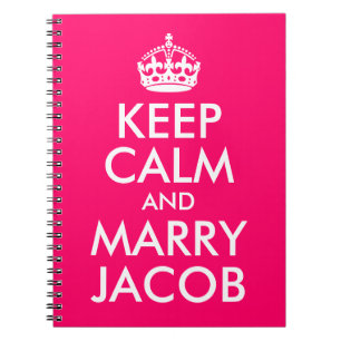 Caderno Espiral Rosa Brilhante Personalizável Mantenha Calma e Ja