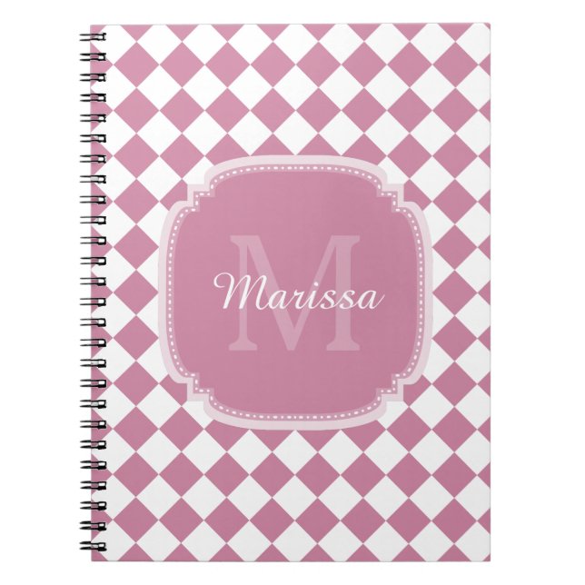Caderno Espiral Rosa Chic Cashmere Monograma e Nome controlados (Frente)